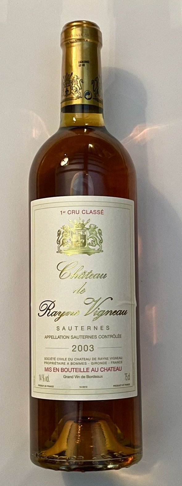 Chateau de Rayne Vigneau Premier Cru Classe, Sauternes