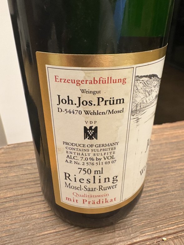 Joh. Jos. Prum, Wehlener Sonnenuhr Riesling Auslese, Mosel