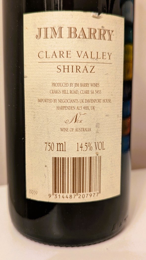 Jim Barry, The Armagh Shiraz, Clare Valley
