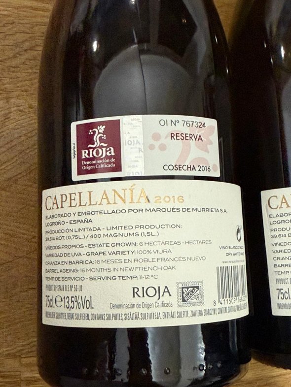 Marques de Murrieta, Capellania Blanco Reserva, Rioja