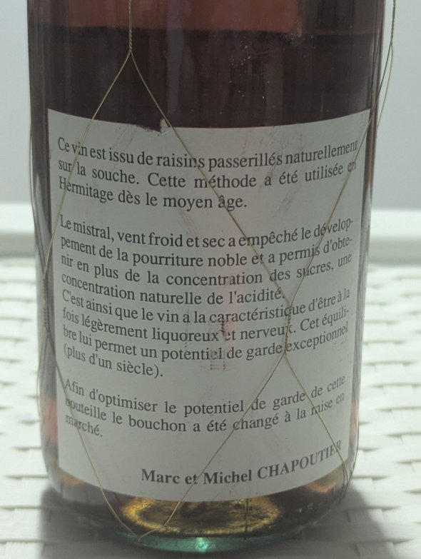 Rare 1982 M. Chapoutier Hermitage &ldquo;Velours&rdquo; &ndash; 75cl (Sweet Marsanne) in OWC