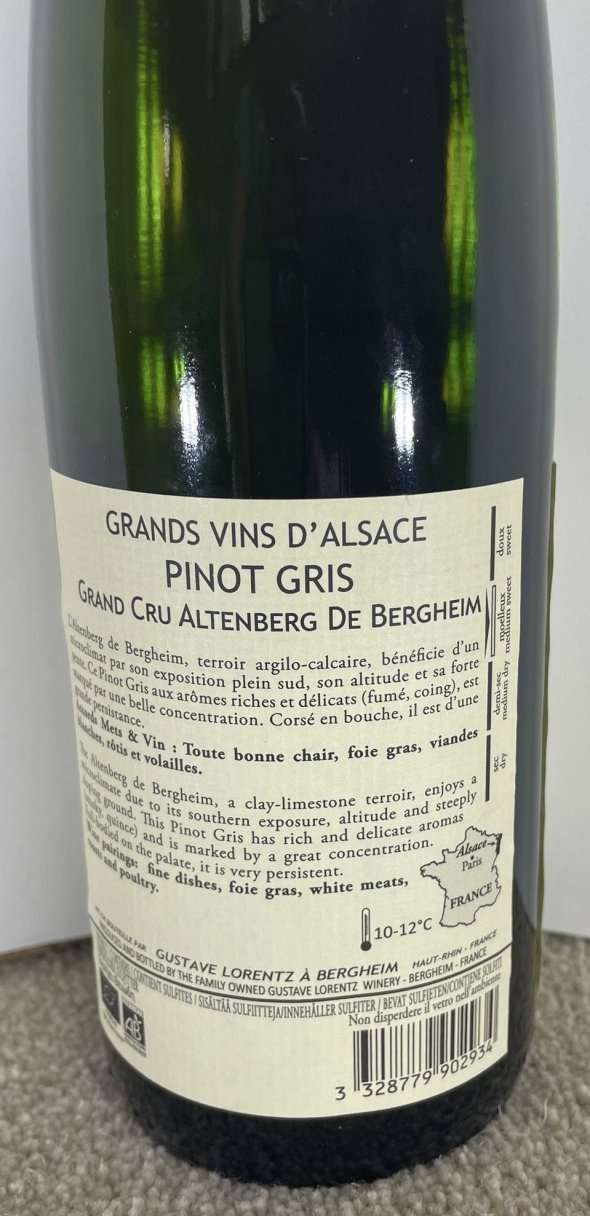 Gustave Lorentz, Pinot Gris, Grand Cru Altenberg de Bergheim