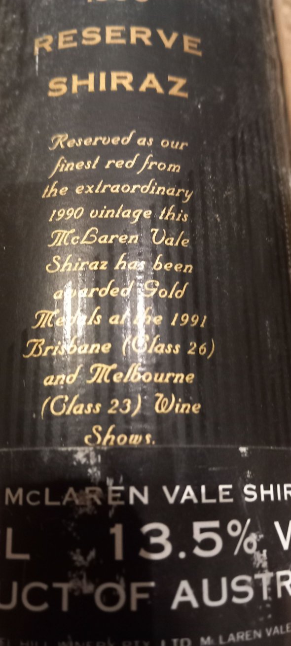 Chapel Hill, Reserve, 1990 McLaren Vale and Wolf Blass 96