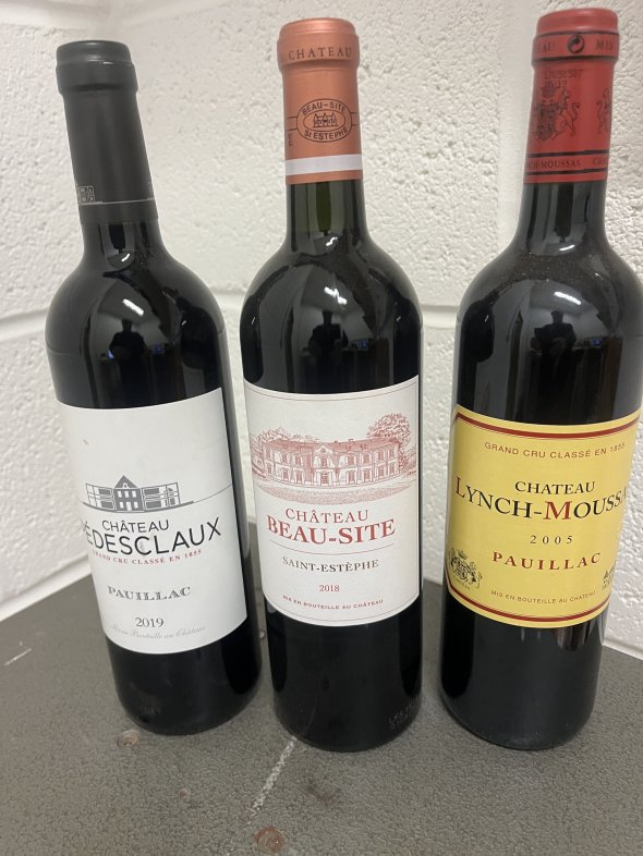 1 X Ch Lynch Moussas Pauillac 2005 1 X Ch Pedesclaux Pauillac 2019 1 X Ch Beausite 2918 St  Estephe 