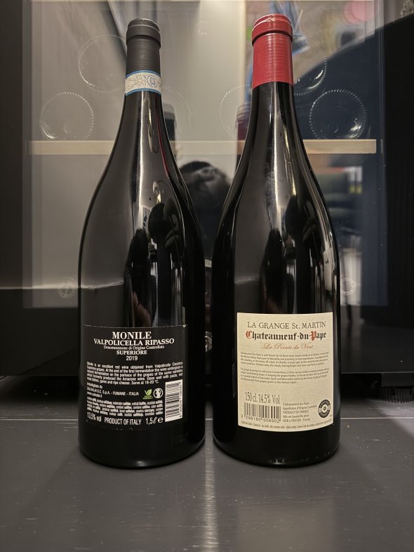 MAGNUMS, 1x Perrin Family (of Chateau de Beaucastel) La Grange St. Martin Chateauneuf du Pape La Pointe du Vent 2020 & 1x Salvalai Monile Valpolicella Ripasso 2019