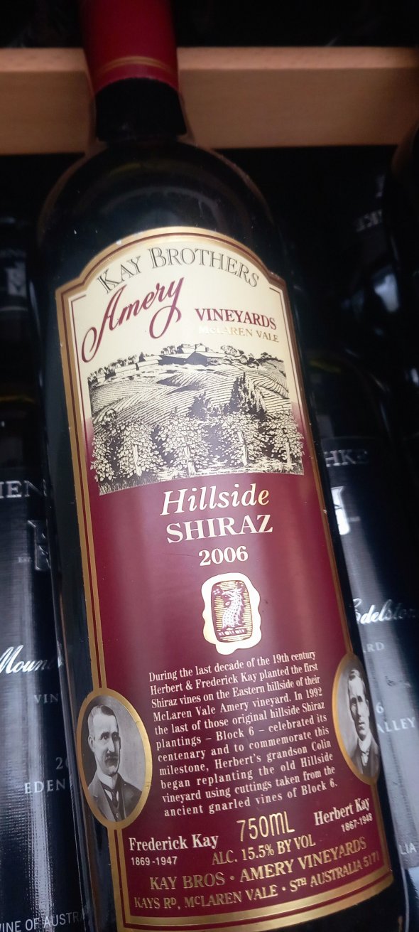 Kay Brothers, Amery Vineyards Hillside Shiraz, McLaren Vale
