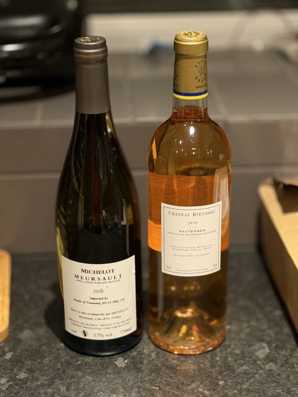 Mersault Domaine Michelot 2020, Chateau Rieussec Sauternes 2010