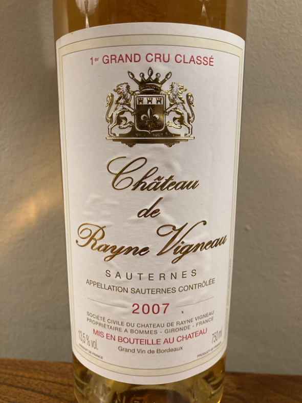 Chateau de Rayne Vigneau Premier Cru Classe, Sauternes