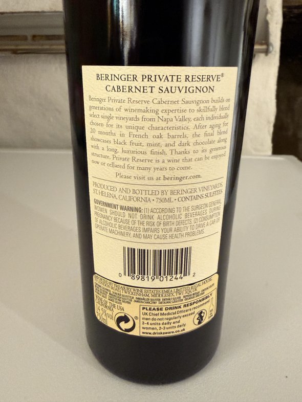 Beringer, Private Reserve Cabernet Sauvignon, Napa Valley