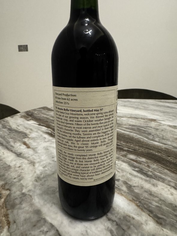 Ridge, California Cabernet Sauvignon Monte Bello, Santa Cruz Mountains