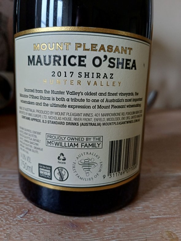 Mount Pleasant  Maurice O Shea  Shiraz
