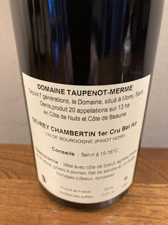 Domaine Taupenot-Merme, Gevrey-Chambertin Premier Cru, Bel Air