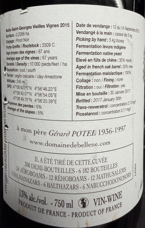 Domaine de Bellene, Nuits-Saint-Georges, Vieilles Vignes