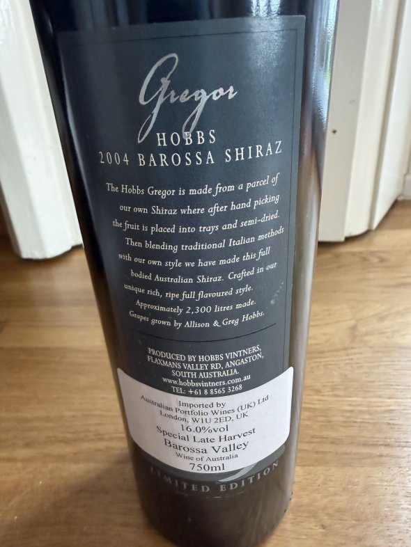 Hobbs, Gregor Shiraz, Barossa Valley