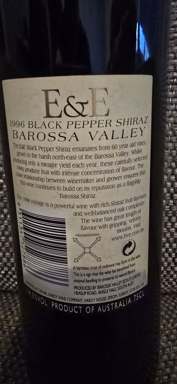 Barossa Valley Estate, E&E Black Pepper Shiraz, Barossa Valley