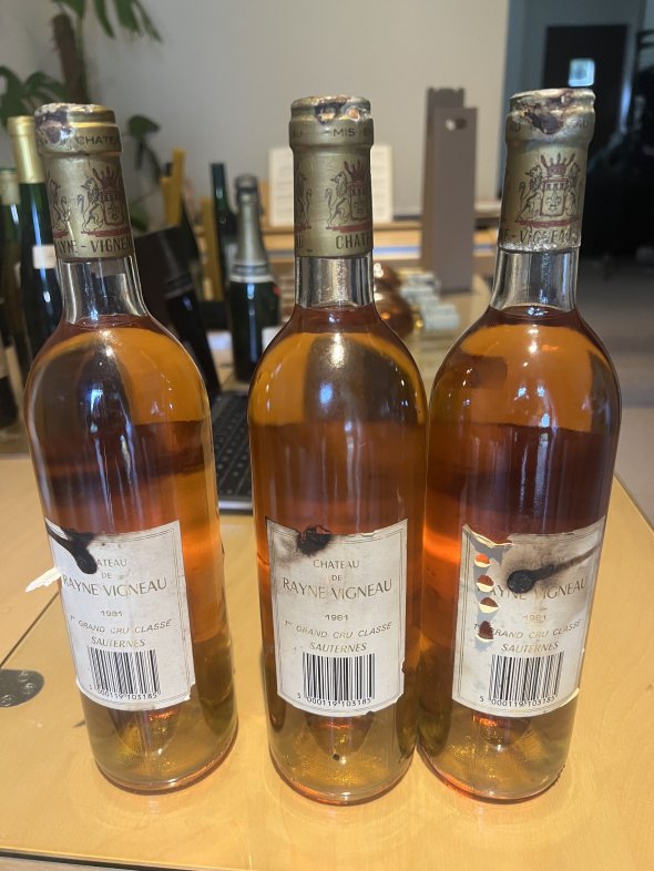 Ch&acirc;teau de Rayne Vigneau 1981 - Sauternes (1er Grand Cru Class&eacute;) 3 bottles 