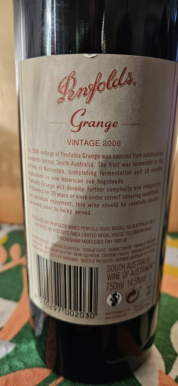 Penfolds, Grange Hermitage Bin 95, South Australia