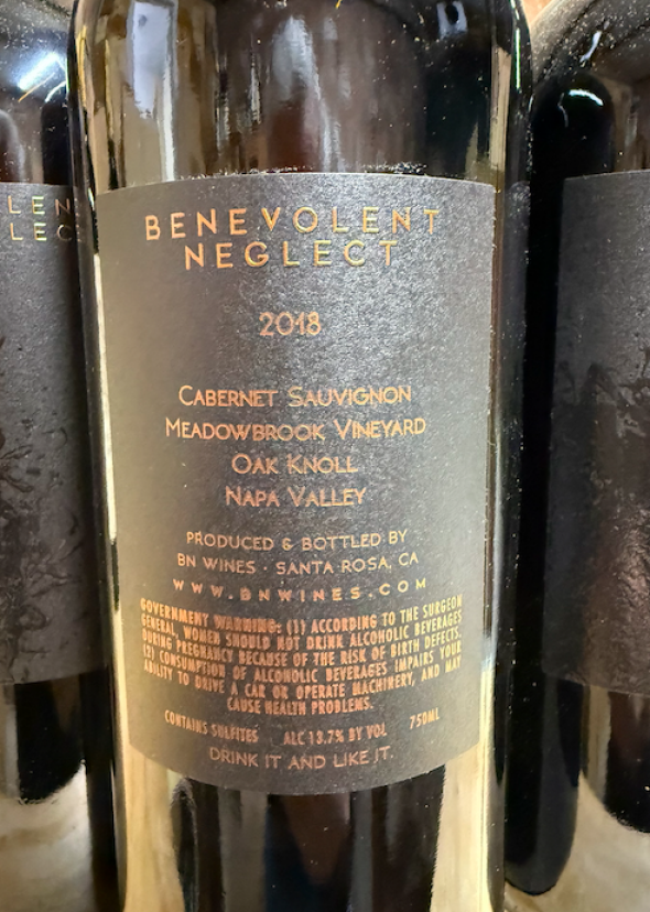 Benevolent Neglect, Cabernet Sauvignon, Napa Valley