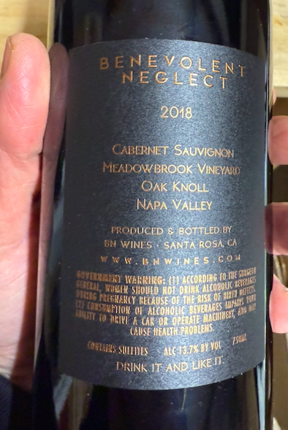 Benevolent Neglect, Cabernet Sauvignon, Napa Valley