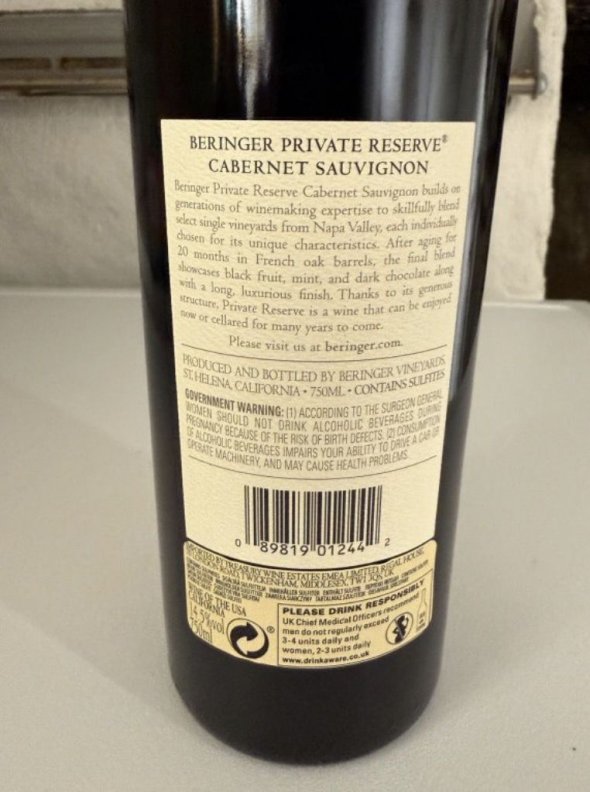Beringer, Private Reserve Cabernet Sauvignon, Napa Valley
