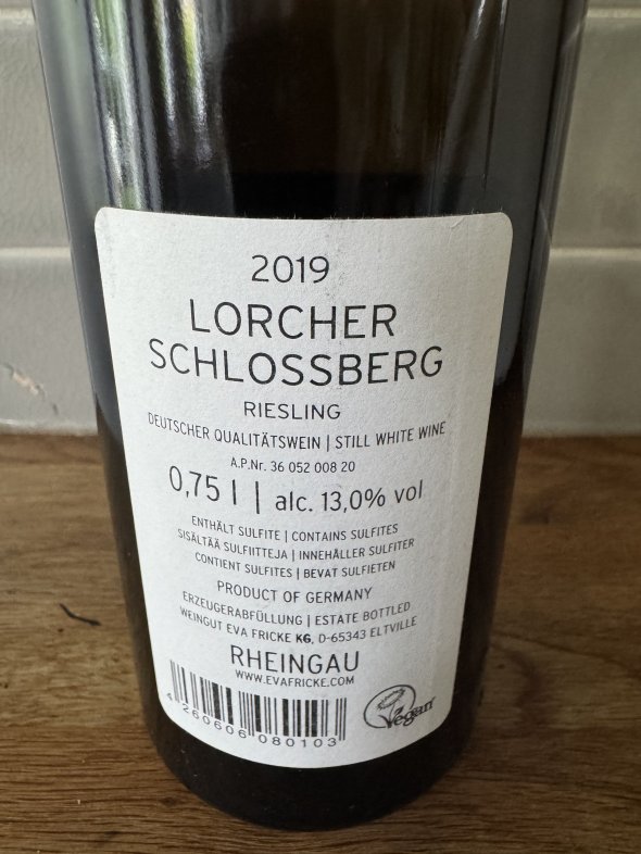Eva Fricke, Lorcher Schlossberg Riesling, Rheingau