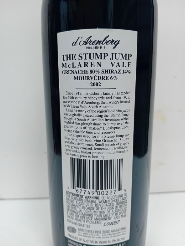 d'Arenberg 2002 The Stump Jump GSM 94pts RP
