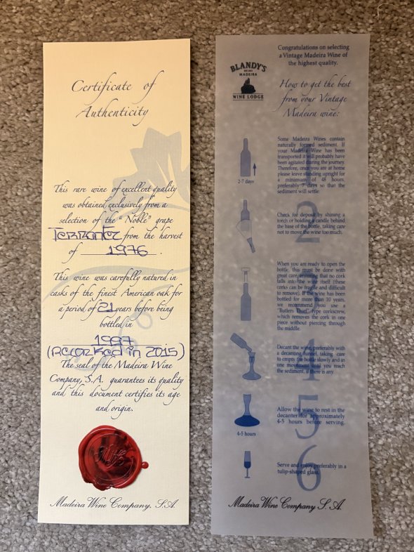 Blandy's, Terrantez Madeira