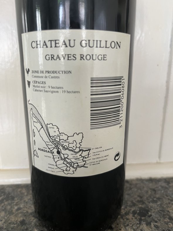 Chateaux Guillon - Grand Vin de Bordeaux. Graves. 1993