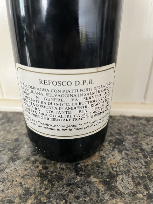 Valle Colli Orientali del Fruili Vendemmia 1986 refosco 