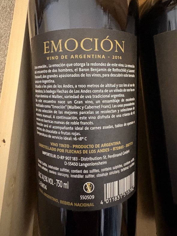 Baron Rothschild, Emocion Malbec Black label 
