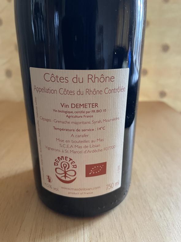 92Pts WE. Mas de Libian, Cotes du Rhone, Khayyam