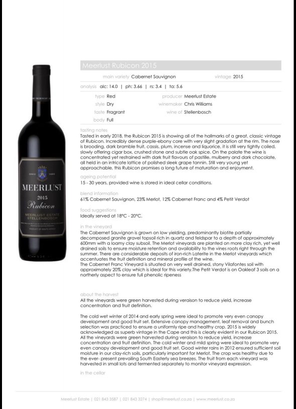 Meerlust, Rubicon, Stellenbosch