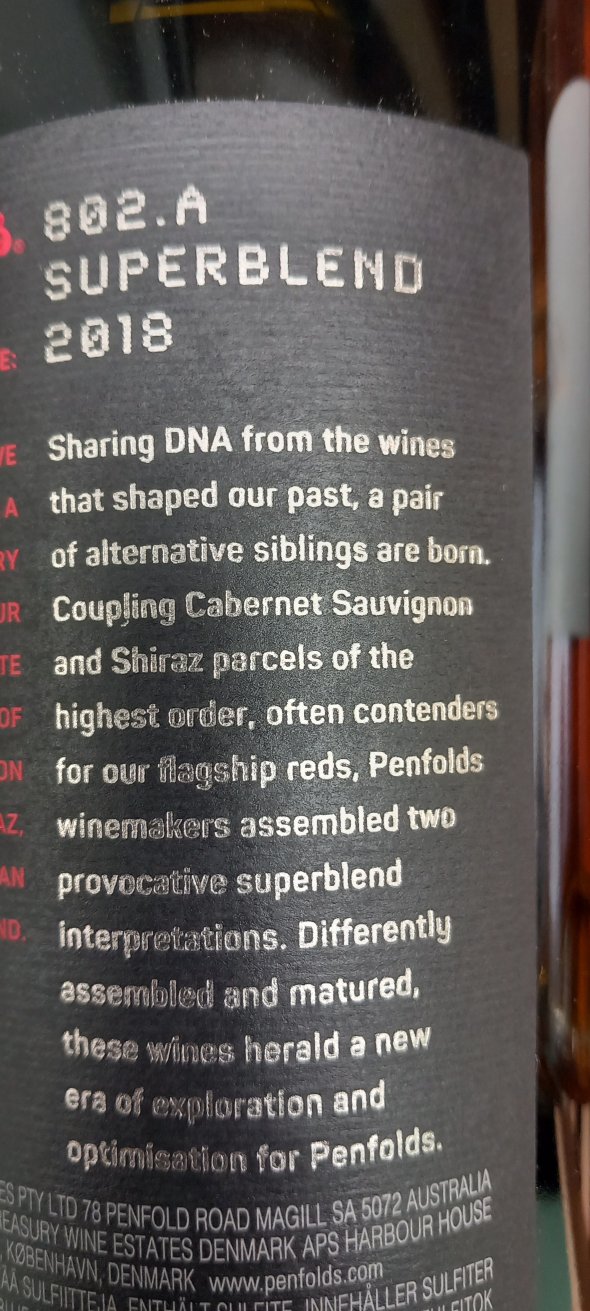 Penfolds, Superblend 802.A Cabernet Shiraz, South Australia