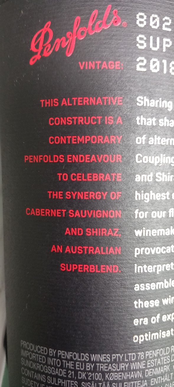 Penfolds, Superblend 802.A Cabernet Shiraz, South Australia