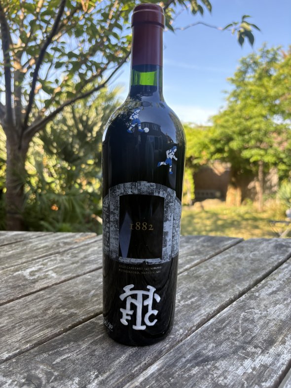Rare 1882 Limited Edition &mdash; 2020 Cabernet Sauvignon, Rutherford, Napa Valley; Exclusive artist Series Bottle 57/80, hand-painted and signed by Sebastian Chaumeton.  