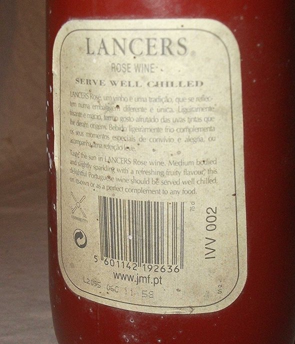 LANCERS Rose Wine.  J.M.Da Fonseca, Portugal.  1980s / 90s. 