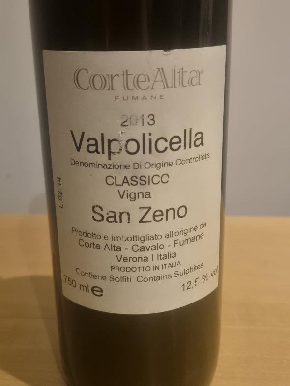 2013 Corte Alta "Vigna San Zeno" Valpolicella Classico DOC &ndash; 75cl