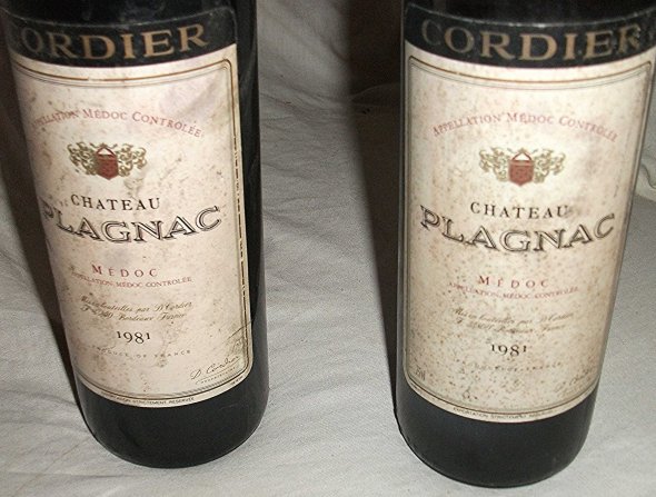 Chateau Plagnac. Cordier.  Medoc. 1981.  2 Bottles. 