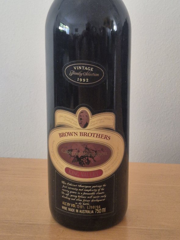 1992 Brown Brothers Family Selection Cabernet Sauvignon &ndash; King Valley, Australia