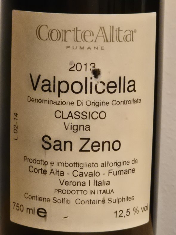 Corte Alta &ldquo;Vigna San Zeno&rdquo; 2013 &ndash; Valpolicella Classico DOC &ndash; 75cl