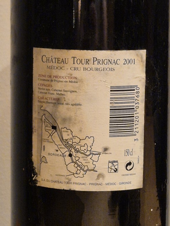 2001 Ch&acirc;teau Tour Prignac &ndash; Cru Bourgeois M&eacute;doc &ndash; Bordeaux &ndash; 1.5L MAGNUM