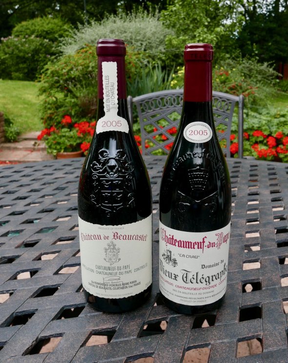 2005 Chateau Beaucastel (RP 95) and 2005 Domaine de Vieux Telegraphe (RP 95) pairing