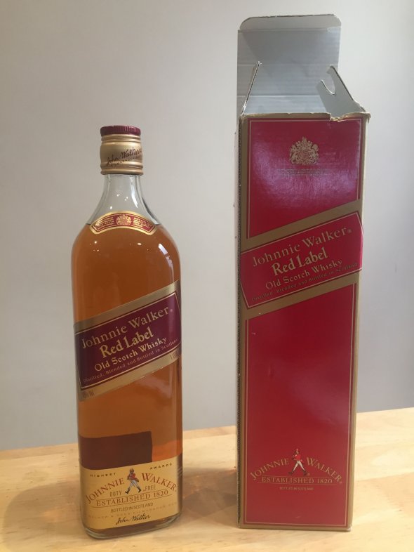 Johnny Walker Red Label whisky - 1l, 70's/80's bottling, original box