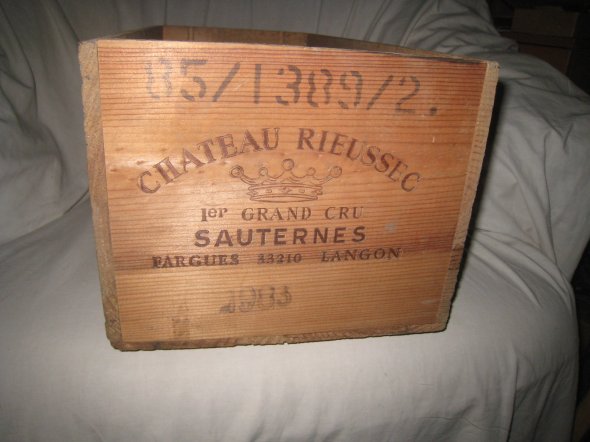 1983 Chateau Rieussec, 1er Grand Cru, Sauternes.  Original Wooden Case.