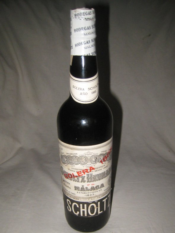 Scholtz Hermanos, Malaga Solera 1885.  Espana.  Rare Bottle.