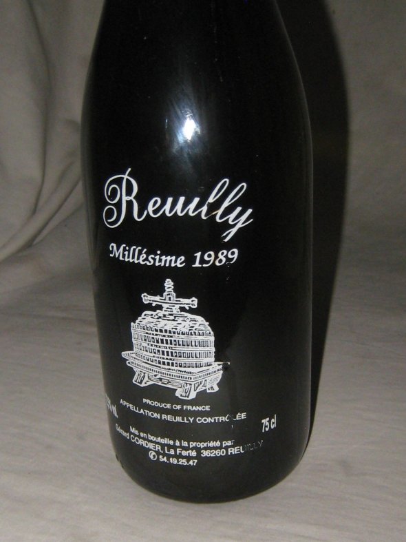 Reuilly Millesime 1989.  Gerard Cordier, France.