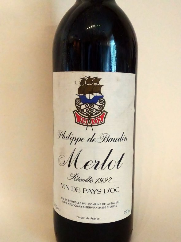 Philippe de baudin, Merlot, Recolte 1992, Vin De Pays D'OC