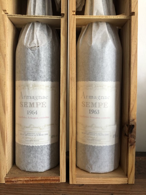 LOT 2 BOTTLES Sempe, Armagnac Vintage 1963 & 1964, Armagnac, France, AOC 