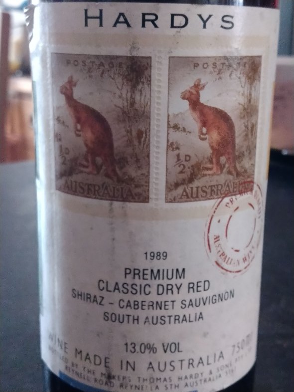 Hardys, Prenium Classic Dry Red, Shiraz / Cabernet Sauvignon, 1989, South Australia