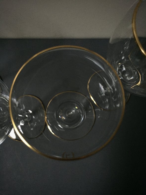 6 bespoke Baccarat crystal & 24k gold Champagne/white wine glasses - Handmade in France